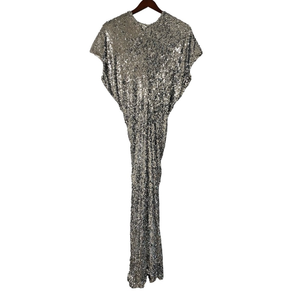 NWT Maje Argent Silver Sequin Dress Size 36 US 4 - Picture 9 of 13